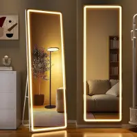 Sonstiges Miroir de pleine longueur avec éclairage LED, dimensions 140x40 cm, 3 couleurs de lumière, variateur d'intensité, modèle autoportant/à fixer au mur, couleur blanche