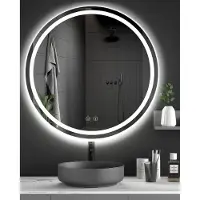 Dripex Miroir de salle de bain rond LED, 70x70 cm, avec variateur d'intensité, 3 couleurs de lumière, anti-buée