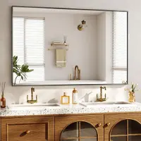 Sonstiges Miroir mural rectangulaire, dimensions 120x75 cm, couleur noire, en aluminium, résistant aux chocs