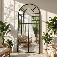 Sonstiges Miroir mural ou sur pied, miroir de pleine longueur, 180x76 cm, noir. Peut être fixé au mur ou avec son support
