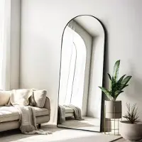Sonstiges Miroir de plein corps, dimensions 165x60 cm. Miroir sur pied avec cadre en aluminium noir, idéal pour se tenir debout, être adossé ou être accroché