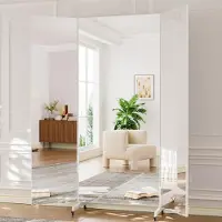 Sonstiges Miroir de sol pliable, 3 volets, dimensions 180x210 cm, couleur blanche, monté sur roulettes