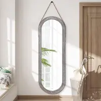 Sonstiges Miroir mural ovale pour le corps entier, avec cadre en bois de couleur marron clair, dimensions 110 x 35 cm