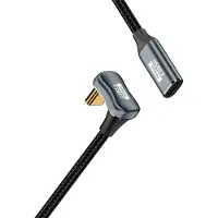 INF Câble USB-C en U tout-en-un femelle vers mâle — Angle droit 360° gaming, 10gbps, PD 100W, 4K@60Hz, tressé nylon aluminium, gris 0,5 m