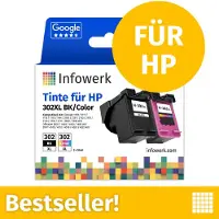 Infowerk NOUVEAU : Cartouches d'encre pour HP 302XL, Multipack (BK/C/M/Y), 1 pièce