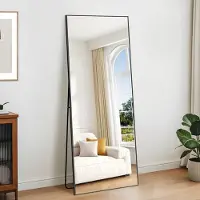 Sonstiges Miroir de corps entier, miroir mural, 165 x 60 cm, noir, aluminium. Peut être accroché au mur, posé sur un support ou incliné