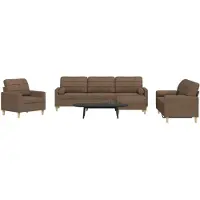 vidaXL Ensemble de canapés 4 pièces avec pouf & coussins décoratifs Marron Tissu