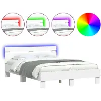 vidaXL Cadre de lit avec tête de lit éclairage LED blanc 120x200 cm