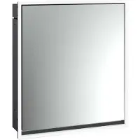 Emco loft Armoire de toilette avec éclairage, 600 mm, modèle à encastrer, noir/miroir, 979813301