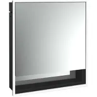 Emco loft Armoire de toilette avec éclairage avec compartiment inférieur, 600 mm, modèle à encastrer, noir/miroir, 979813503