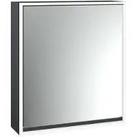 Emco loft Armoire de toilette avec éclairage, 600 mm, modèle apparent, noir/miroir, 979813302