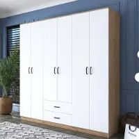Dmora Vandoies - Grand Armoire, 210x210h cm Blanc, 5 Étagères