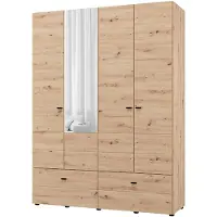 Dmora Spigno - Grande armoire, 155x208h cm Chêne Marron, 2 étagères