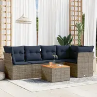 Prolenta Maison Exclusive - Ensemble de salon de jardin 6 pièces avec coussins, gris, rotin synthétique
