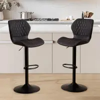 Sonstiges Tabourets de bar avec dossier, pivotants à 360°, réglables en hauteur, revêtus en similicuir PU, couleur noire, lot de 2
