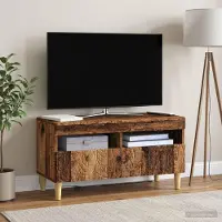 Prolenta Maison Exclusive - Meuble TV en bois massif et panneaux de particules, finition bois vieilli