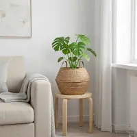 Prolenta Maison Exclusive - Jardinière en fibres naturelles avec poignées, diamètre 45 cm, hauteur 36 cm, 100% algue marine