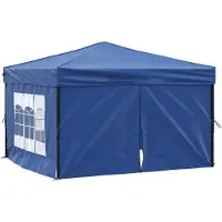 vidaXL Tente de réception pliable avec parois latérales bleu 3x3 m