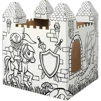 Fellowes XL château fort, château en carton à colorier et à jouer, carton FSC, montage sans outils, 940 x 1088 x 940 mm, à partir de 3 ans, blanc