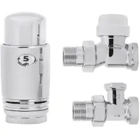 Invena Vannes thermostatiques droites chromées réglables Pack 1/2 "BSP 15mm Raccord de retour trv