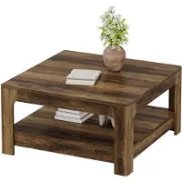 Tribesigns , table basse carrée avec rangement, table d'appoint de 100 cm de style rustique en bois pour le salon, couleur marron rustique