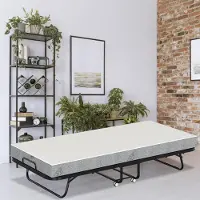 Eikuavons Lit d'appoint pliable , dimensions 90x200 cm, avec matelas en mousse de 13 cm d'épaisseur, structure en métal, roulettes, capacité de charge jusqu'à 200 kg