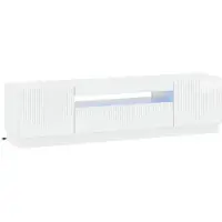 vidaXL Meuble TV LED, blanc brillant, en panneaux de particules