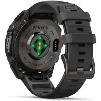 Garmin Montres connectées Fenix 9 – 47 mm, titane DLC gris carbone avec bracelet en silicone noir (47 mm)