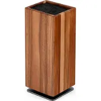 Relaxdays , bloc à couteaux magnétique, avec emplacement pour brosse, pivotant, en acacia, dimensions (H x L x P) : 26 x 10,5 x 10,5 cm, porte-couteaux, couleur marron