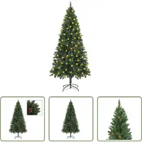 The Living Store : Sapin de Noël artificiel avec éclairage et décorations, couleur verte, 180 cm