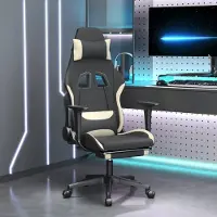 The Living Store Le fauteuil de gaming "Living Store" avec repose-pieds, en tissu noir et crème