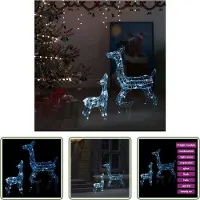 The Living Store Famille de rennes LED Décoration de Noël Acrylique 160 LED Blanc froid