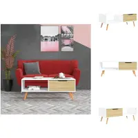 vidaXL Table basse blanche et imitation chêne Sonoma, 100x49,5x43 cm, en panneaux de particules - Tables basses