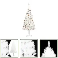 The Living Store Sapin de Noël artificiel avec éclairage & boules blanc 150 cm