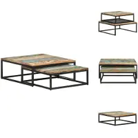 vidaXL - Table basse, lot de 2, en bois massif recyclé