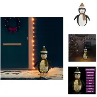 vidaXL Décoration de Noël : figurine de pingouin, éclairage LED, tissu de qualité, 60 cm - Éclairage de Noël