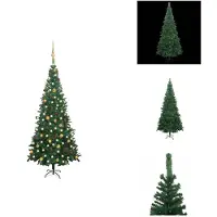 vidaXL Sapin de Noël artificiel avec éclairage Boules L 240 cm Vert - Sapins de Noël