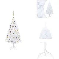 vidaXL Sapin de Noël artificiel avec éclairage & boules blanc 180 cm - Sapins de Noël