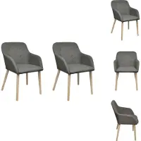 vidaXL Chaise de salle à manger 2 pcs. Tissu gris clair et chêne massif - Chaises de salle à manger
