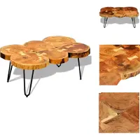 vidaXL Table basse 35 cm 6 rondelles d'arbre Masivholz - Tables basses