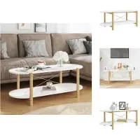 vidaXL Table basse blanche, 110x48x40 cm, en panneaux de particules - Tables basses