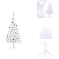 vidaXL Sapin de Noël artificiel avec éclairage & boules blanc 210 cm - Sapins de Noël