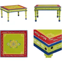 vidaXL Table basse Vert Peint à la main Bois massif Mango - Table basse - Tables basses - Table d'appoint - Table de salon