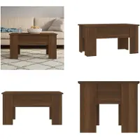 vidaXL Table basse brun aspect chêne 79x49x41 cm Bois composite - Table basse - Table basse réglable en hauteur - Table d'appoint