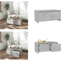 vidaXL Table basse gris béton, 90x50x41,5 cm, matériau composite en bois - Table basse - Tables basses - Table d'appoint - Table de salon