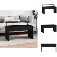 vidaXL Table basse noire, 102x50,5x52,5 cm, en panneaux de particules - Tables basses