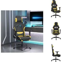 vidaXL Chaise de jeu avec massage & repose-pieds Noir et jaune Tissu - Fauteuil de jeu