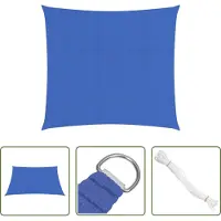 The Living Store Tissu d'ombrage Sonnensegel, 160 g/m², forme carrée, couleur bleue, dimensions 3x3 mètres, fabriqué en HDPE