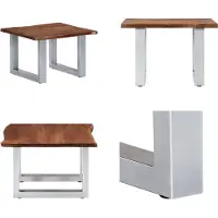 vidaXL Table basse avec bords naturels 60 x 60 x 40 cm Bois massif Acacia - Table basse - Tables basses - Tables d'appoint