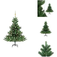 vidaXL Arbre de Noël artificiel Nordmann, avec guirlande lumineuse LED et boules, vert, 150 cm - Arbres de Noël